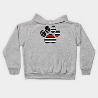 Thin Red Line Firefighter Paw Print Kids Hoodie